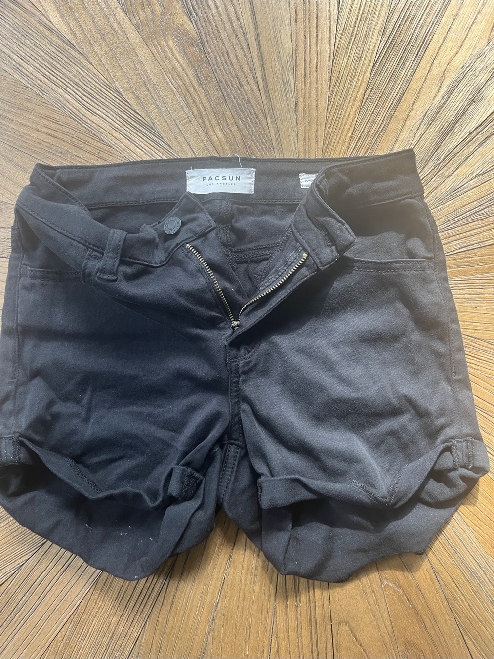 PacSun Black High-Rise Rolled Hem Denim Shorts